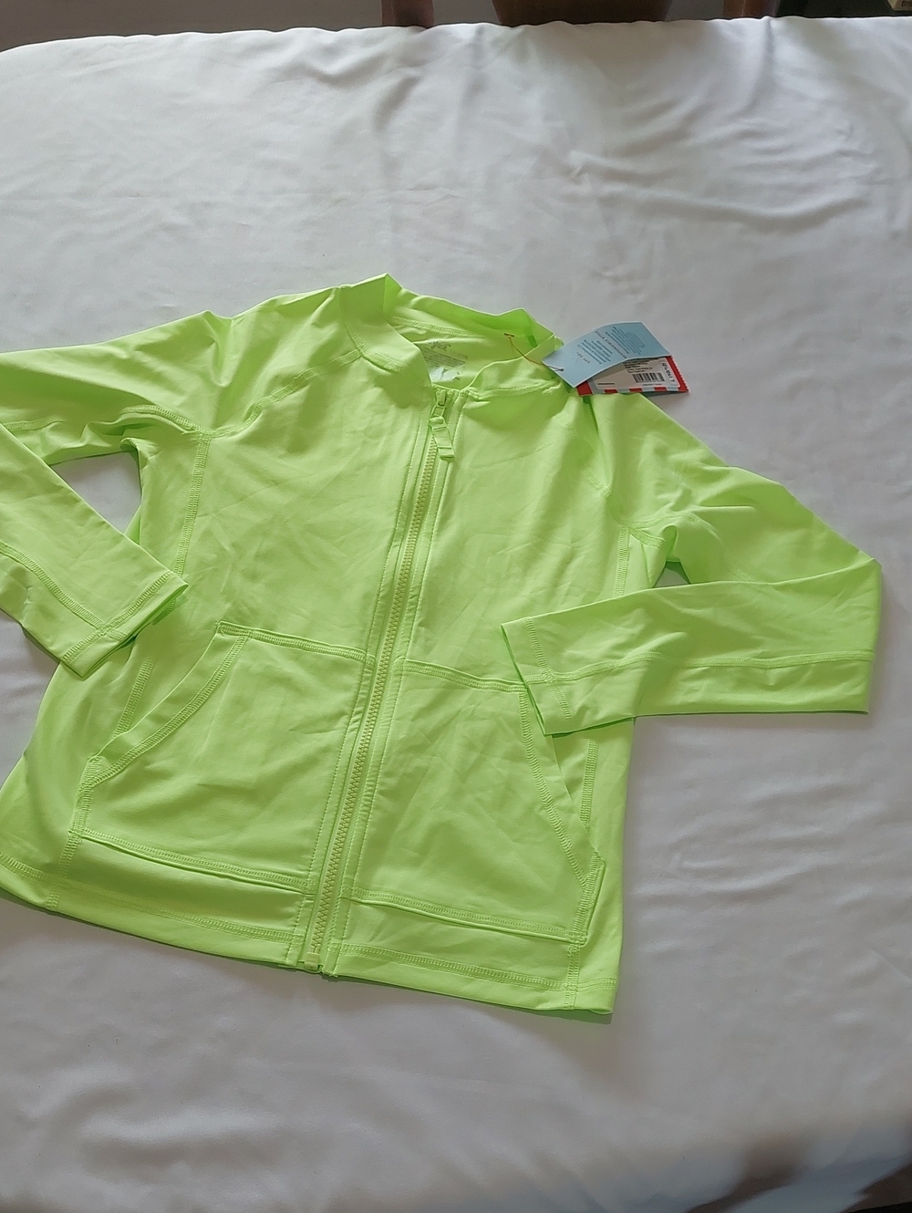 Cat & Jack Neon Lime Zip-Up Light Weight Top Size 10/ 12